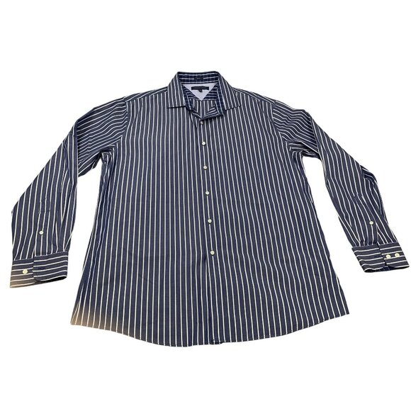 Tommy Hilfiger Slim Fit Men's 17 1/2 34-35 Striped Button Down Dress Shirt - Picture 1 of 8
